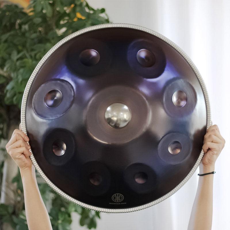 Lighteme Mountain Rain Handmade Hammering Handpan Drum, Kurd Scale D Minor, Available in 432 Hz and 440 Hz, High-end 22 Inches 9 Tones Featured High-end Nitride Steel