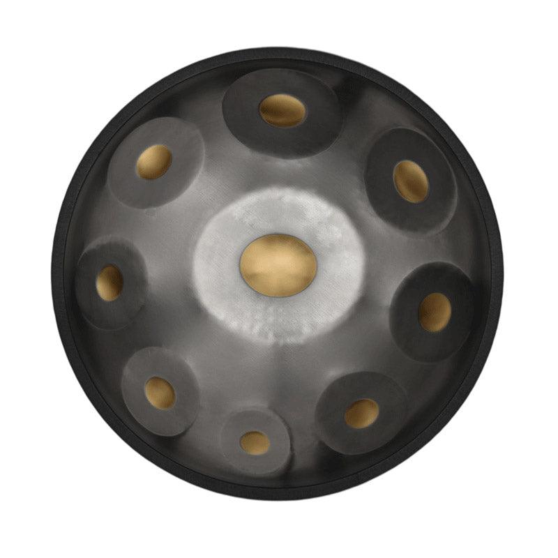 Lighteme Royal Garden High-end D Minor 22 Inch 9/10/12 Notes Stainless Steel / Nitride Steel Hand Pan Drum, Available in 432 Hz and 440 Hz - Gold-plated Sound Area