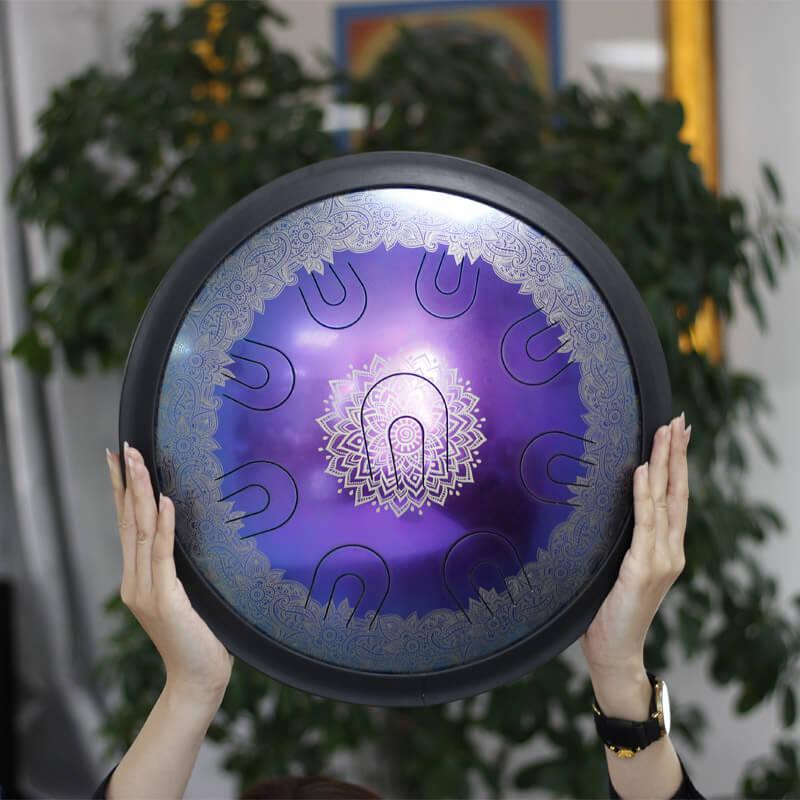 Lighteme 14/16/18 Zoll 9/10/11 X 2 Töne Flower Titanium Alloy Steel UU Tongue Drums in 432 440 Hz – keltische Tonleiter, äolische Tonleiter, arabischer Modus, chinesischer Modus, japanischer Modus 
