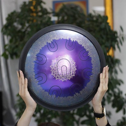 Lighteme 14/16/18 Zoll 9/10/11 X 2 Töne Flower Titanium Alloy Steel UU Tongue Drums in 432 440 Hz – keltische Tonleiter, äolische Tonleiter, arabischer Modus, chinesischer Modus, japanischer Modus 