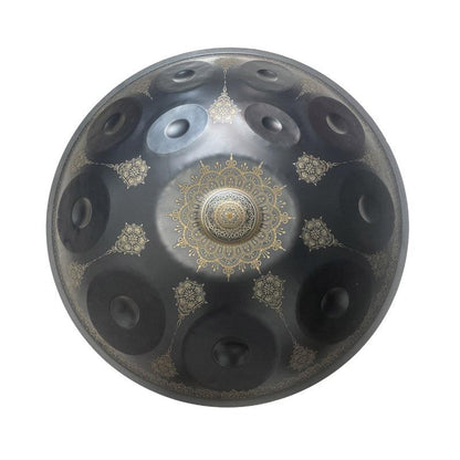 Lighteme Handpan Drum 22 Inch 12 Notes Kurd Scale D Minor, Available in 432 Hz and 440 Hz, Featured High-end Nitride Steel Percussion Instrument - Laser engraved Mandala pattern. Never fade.