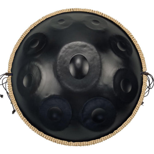 MiSoundofNature Acier nitruré Handpan Drums Pure Black 22 Pouces 9 Notes Ré Mineur Kurd Scale Hangdrum