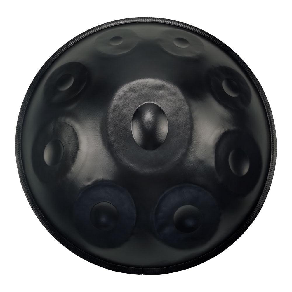 Lighteme Acier nitruré Handpan Drum Pure Black 22 Pouces 9 Notes Ré Mineur Kurd Scale Hangdrum