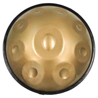 Lighteme Acier inoxydable Handpan Drum Pure Golden 22 Pouces 9 Notes Ré Mineur Kurd Scale Hangdrum