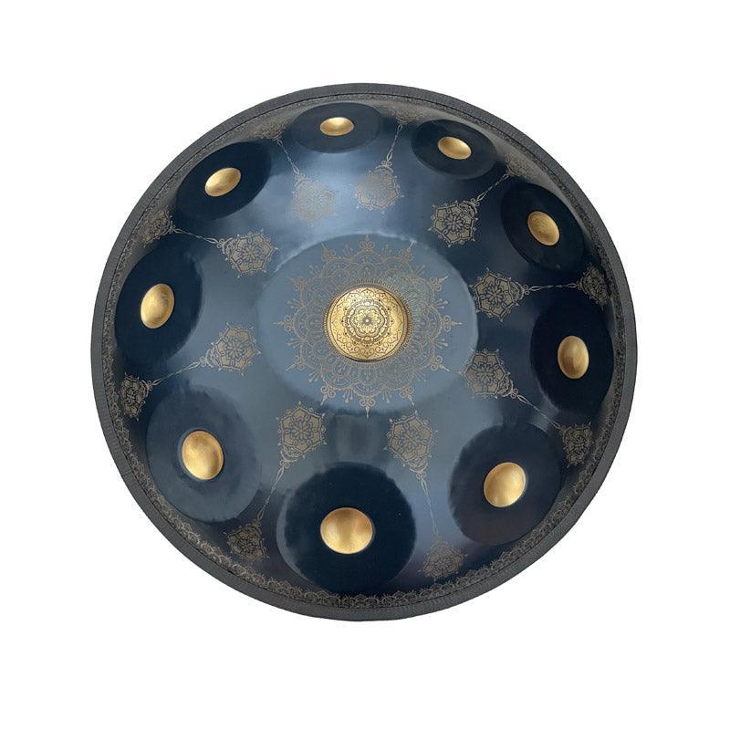 HLURU Royal Garden Handmade Handpan Drum, Available in 432 Hz and 440 Hz, Kurd Scale / Celtic Scale D Minor 22 Inch 9/10/12 Notes Featured High-end Nitride Steel Percussion Instrument - Gold-plated Sound Area, Laser engraved Mandala pattern. Never fade. - HLURU