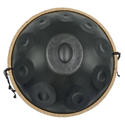 Lighteme Acier nitruré Handpan Drum Pure Black 22 pouces 10 Notes Ré Mineur Kurd Scale Hangdrum