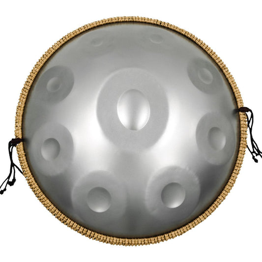 Lighteme Acier inoxydable Handpan Drum Argent Sterling 22 Pouces 9 Notes Ré Mineur Kurd Scale Hangdrum