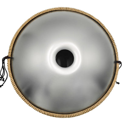 Lighteme Acier inoxydable Handpan Drum Argent Sterling 22 Pouces 10 Notes Ré Mineur Kurd Scale Hangdrum
