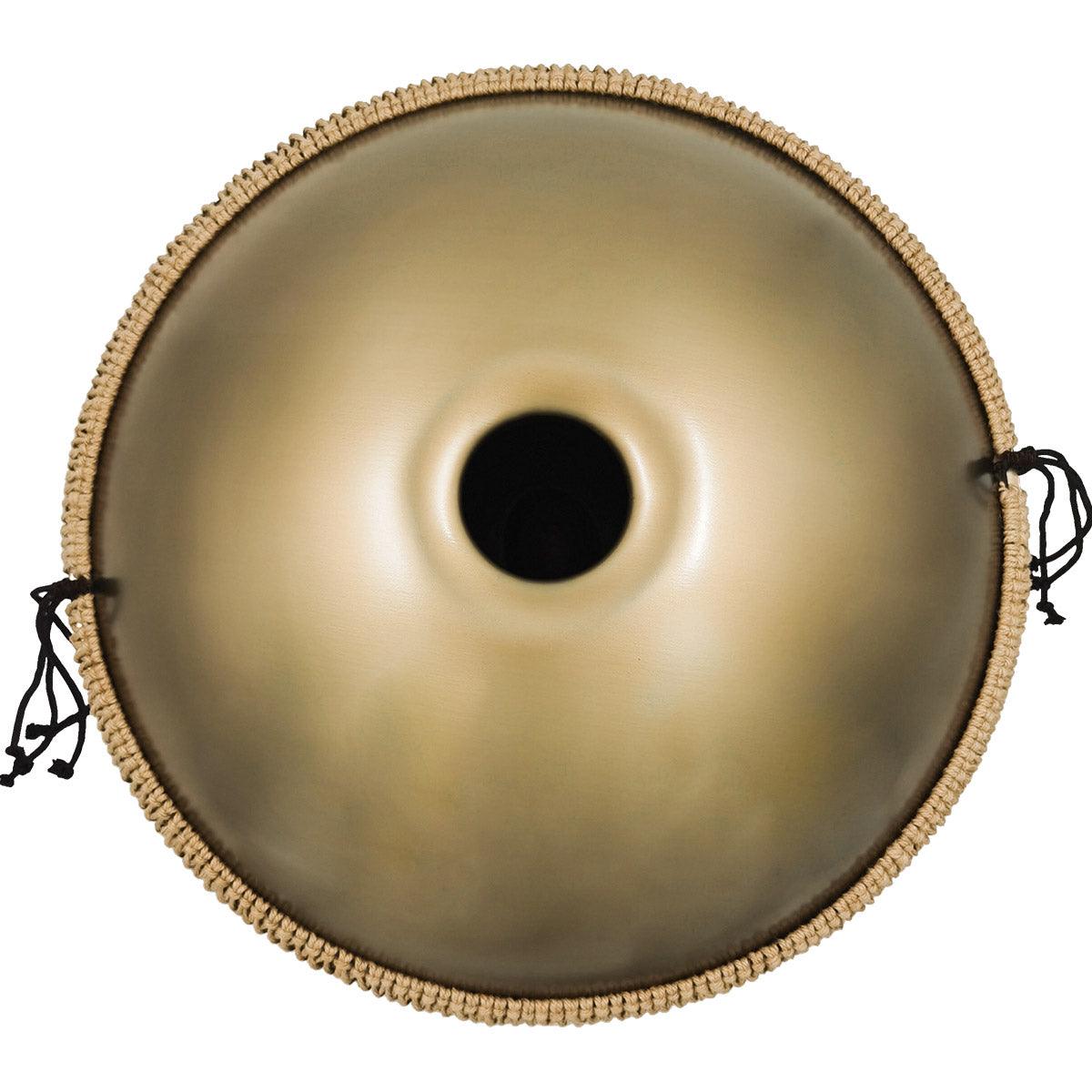 Lighteme Acier inoxydable Handpan Drum Pure Golden 22 Pouces 9 Notes Ré Mineur Kurd Scale Hangdrum
